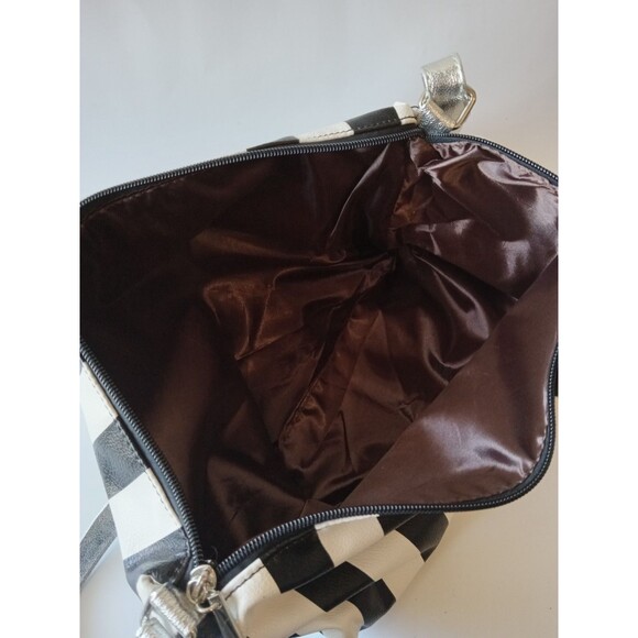 Unbranded Black & White Striped Beetlejuice Inspired Bag w/ Silver Adj Strap - Picture 11 of 13